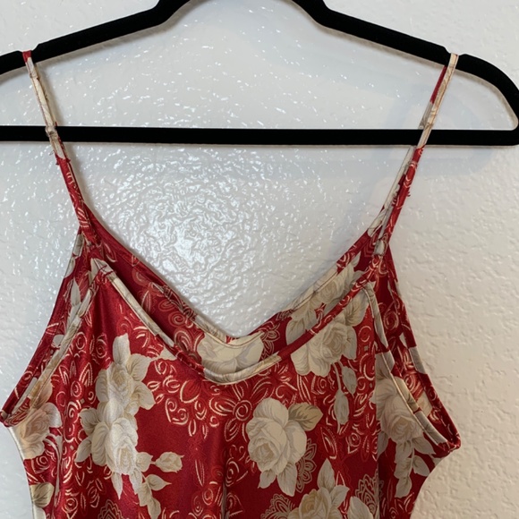 Adonna Peignoir Long Robe & Gown Set Womens Size Small Red Satin Roses Floral - Picture 12 of 15